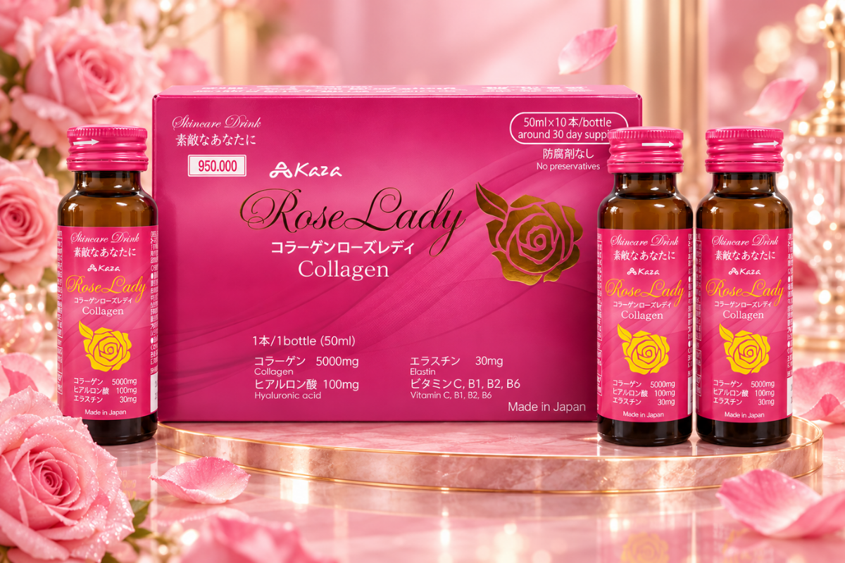 Nước uống làm đẹp da Rose Lady Collagen Akaza (Hộp 10 lọ)
